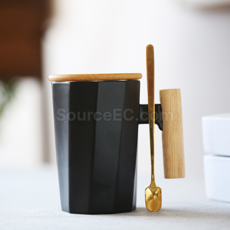 Customization Wooden Handle Ceramic Mug Corporate Gifts