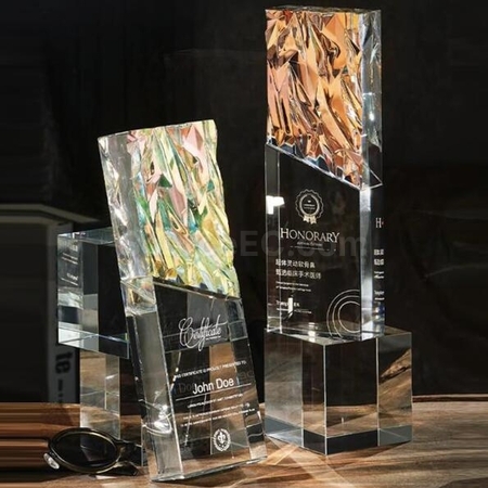 Customization Colorful Glory Brilliant Color-changing Crystal Trophy Corporate Gifts