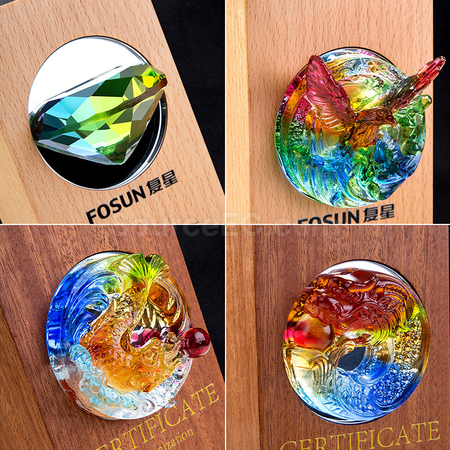 Customization Glass Crystal Solid Wood Trophy Corporate Gifts