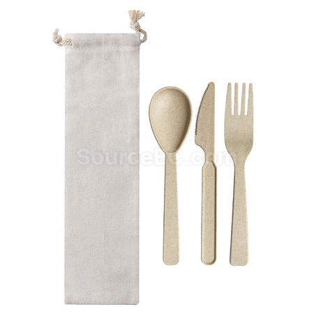 Customization Wheat Straw Utensils In Bag Corporate Gifts
