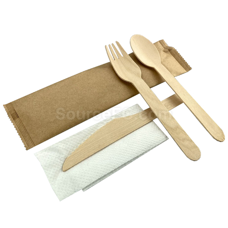 Customization 4pcs Wooden Cutlery Set Corporate Gifts