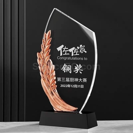Customization Gold, Silver, Bronze Crystal Trophy Corporate Gifts