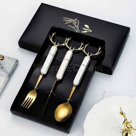 Customization Christmas Antler Stainless Steel Tableware Corporate Gifts