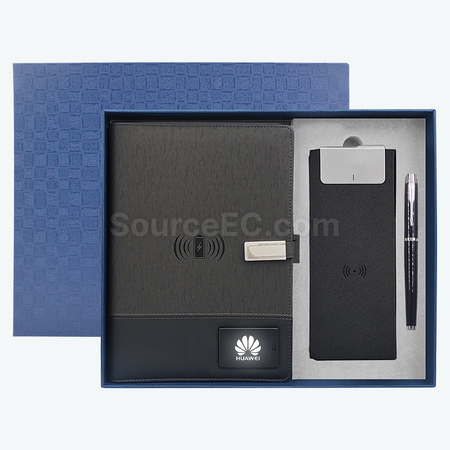 Customization Wireless Charging Notebook + Wireless Charging Mouse Pad + Pen Set Corporate Gifts