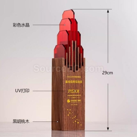 Customization Genting Top Solid Wood Crystal Trophy Corporate Gifts