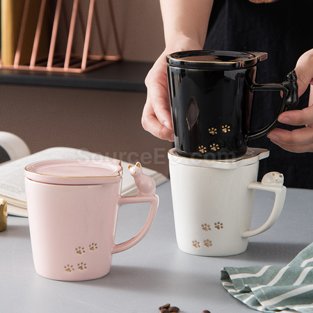 Customization Kitty Mug with Lid Corporate Gifts