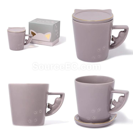 Customization Kitty Mug with Lid Corporate Gifts