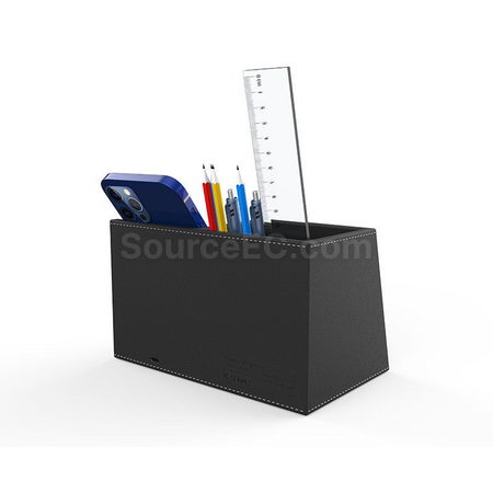 Customization Leather Wireless Charger With Pen Holder Corporate Gifts
