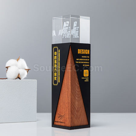 Customization Solid Wood Crystal Trophy Corporate Gifts