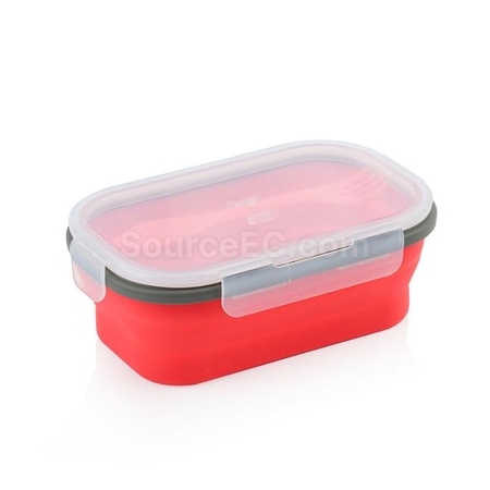 Customization Environmentally Friendly Silicone Folding Lunch Box(With Tableware) Corporate Gifts