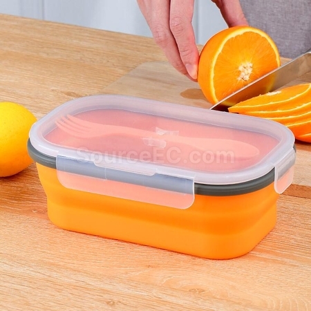 Customization Environmentally Friendly Silicone Folding Lunch Box(With Tableware) Corporate Gifts