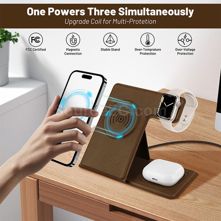 Customization Folding Wireless Charging Leather Phone Holder Corporate Gifts