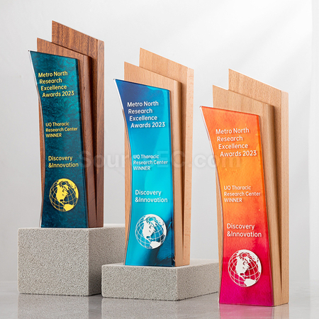 Customization Solid Wood Crystal Trophy Corporate Gifts