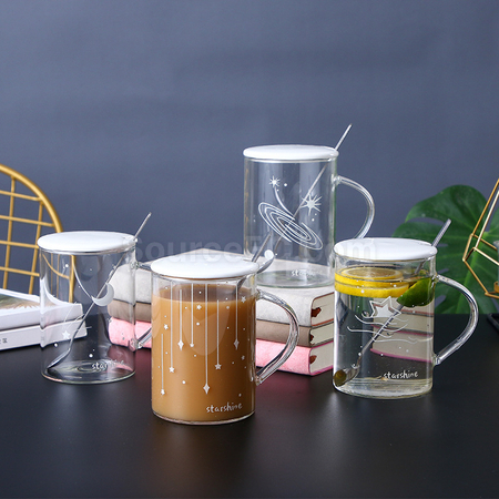 Customization Glass Cup With Lid Corporate Gifts