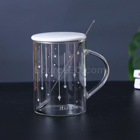 Customization Glass Cup With Lid Corporate Gifts