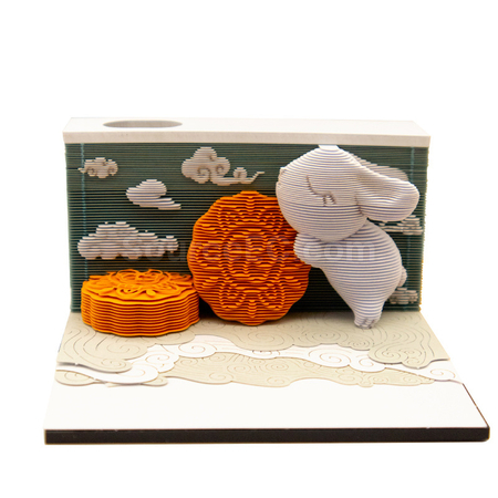 Customization Mid-Autumn Festival Creative 3D Moon Cake Paper Carving Note Paper Corporate Gifts