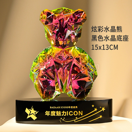 Customization Color-plated Bear Crystal Trophy Corporate Gifts
