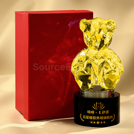 Customization Color-plated Bear Crystal Trophy Corporate Gifts
