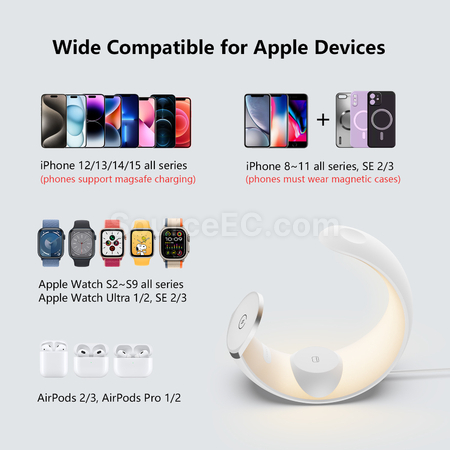 Customization Moon Magnetic Three in One Wireless Mobile Power Night Light Corporate Gifts