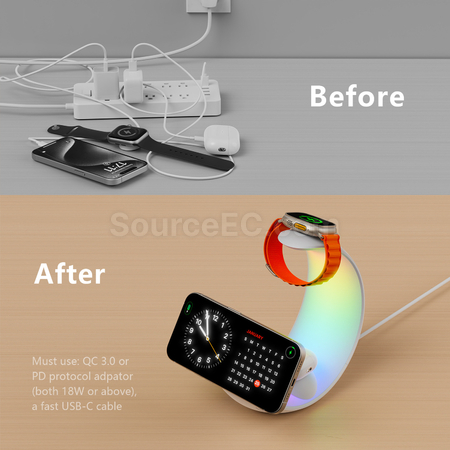 Customization Moon Magnetic Three in One Wireless Mobile Power Night Light Corporate Gifts