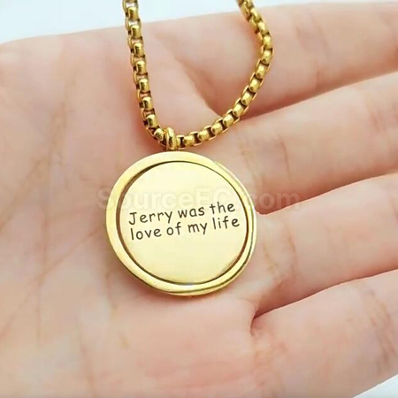 Customization Rotating Round Plate Titanium Steel Necklace Corporate Gifts