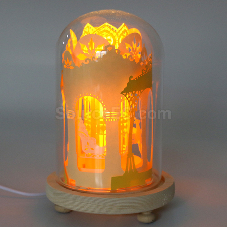 Papercut Lamp with Castle Scenery