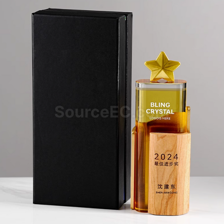 Customization Solid Wood Crystal Trophy Corporate Gifts