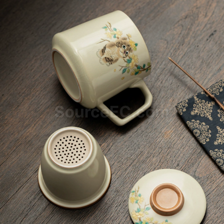 Customization Ceramic filter tea cup Corporate Gifts