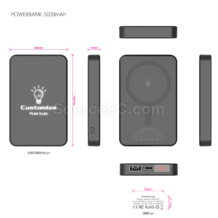 Customization LED illuminated Magsafe magnetic power bank Corporate Gifts