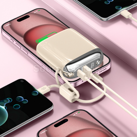 Customization Mini power bank with built-in fast charging cable Corporate Gifts