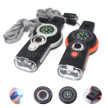 Customization 7-in-1 Survival Multifunctional Compass Outdoor Whistle Corporate Gifts