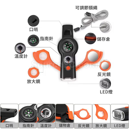 Customization 7-in-1 Survival Multifunctional Compass Outdoor Whistle Corporate Gifts