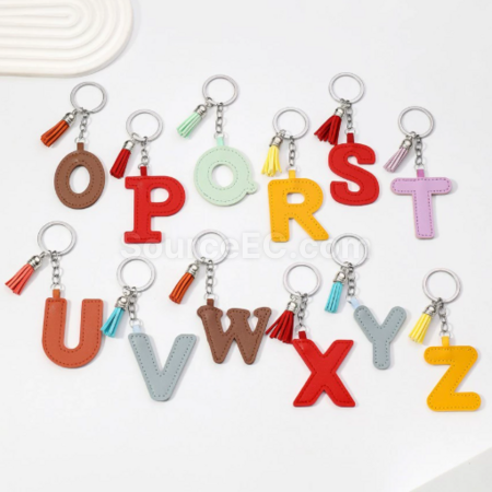 Customization PU leather keychain with 26 English letters Corporate Gifts