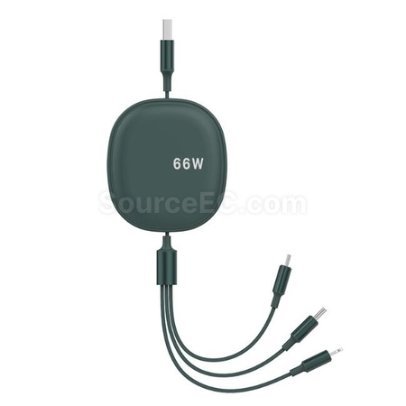 66W 3-in-1 Retractable Charging Cable
