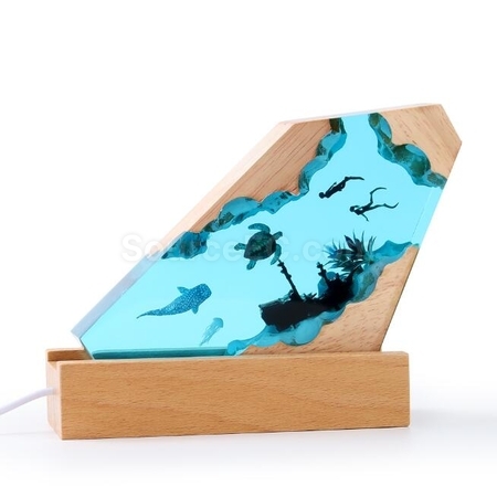 Solid Wood Resin Night Light Art Ornaments