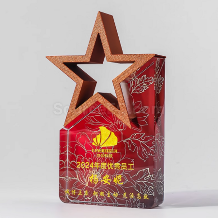 Customization Colorful Five-Star Crystal Trophy Corporate Gifts
