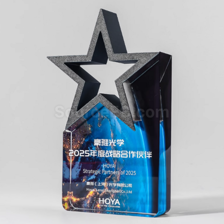 Customization Colorful Five-Star Crystal Trophy Corporate Gifts
