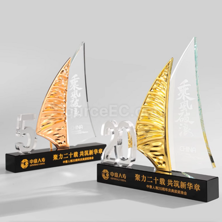 Customization Creative Sailboat Crystal Trophy Corporate Gifts