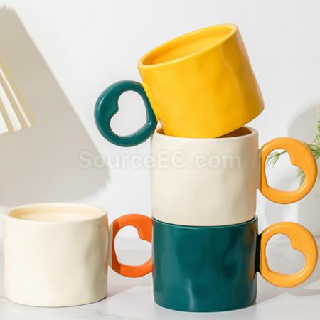 Customization Ceramic cup with a heart - shaped handle Corporate Gifts
