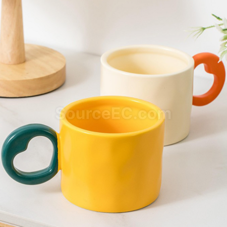 Customization Ceramic cup with a heart - shaped handle Corporate Gifts
