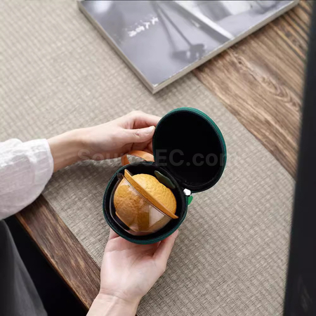 Customization Ugly Orange Portable Ceramic Tea Travel Set Corporate Gifts