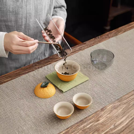 Customization Ugly Orange Portable Ceramic Tea Travel Set Corporate Gifts