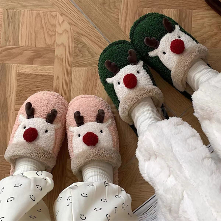Customization Christmas Reindeer Cotton Slippers Corporate Gifts
