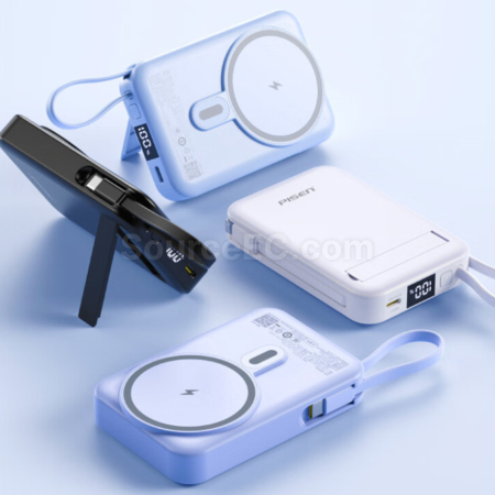 Customization 3C Certified Pisen Wireless Power Bank With Cable And Stand Only Corporate Gifts