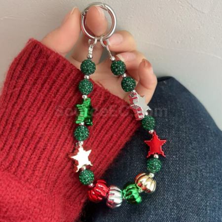 Customization Christmas keychain beaded phone chain Corporate Gifts