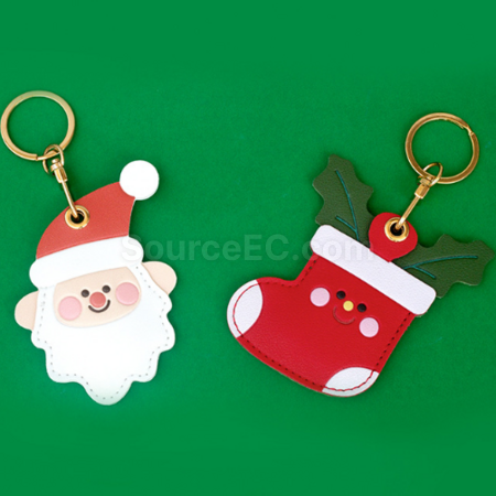 Customization Christmas Leather Keychain Access Control Card Pendant Corporate Gifts
