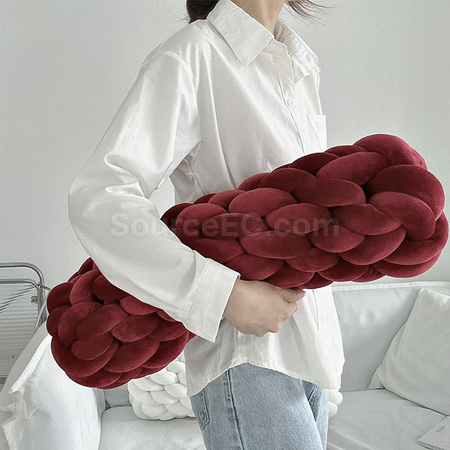 Knitted Long Twisted Braid Throw Pillow