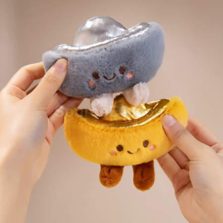 Customization Gold Ingot Plush Keychain Pendant Corporate Gifts