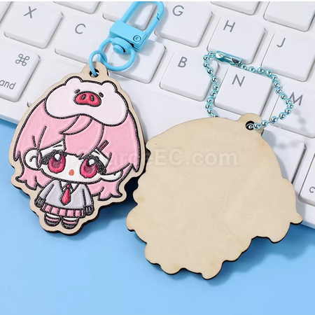 Customization Wooden rubber-like embossed keychain Corporate Gifts