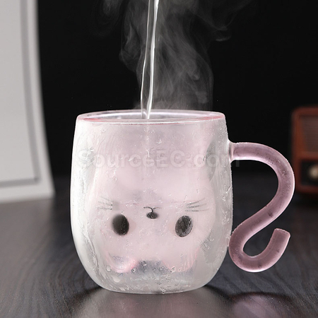 Customization Cat Double-walled Glass Cup Corporate Gifts